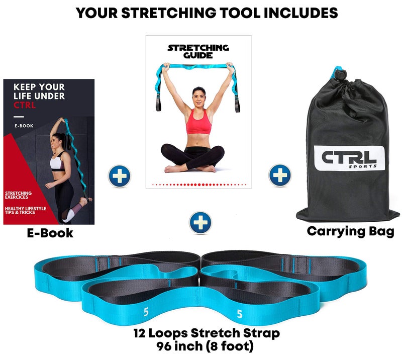 CTRL SPORTS Stretching Strap with Loops - Non Elastic Stretch Band for Physical Therapy, Yoga Strap for Stretching Equipment, Stretch Bands for Exercise and Flexibility - Fascia, Hamstring & Leg Stretcher Belt - Image 2