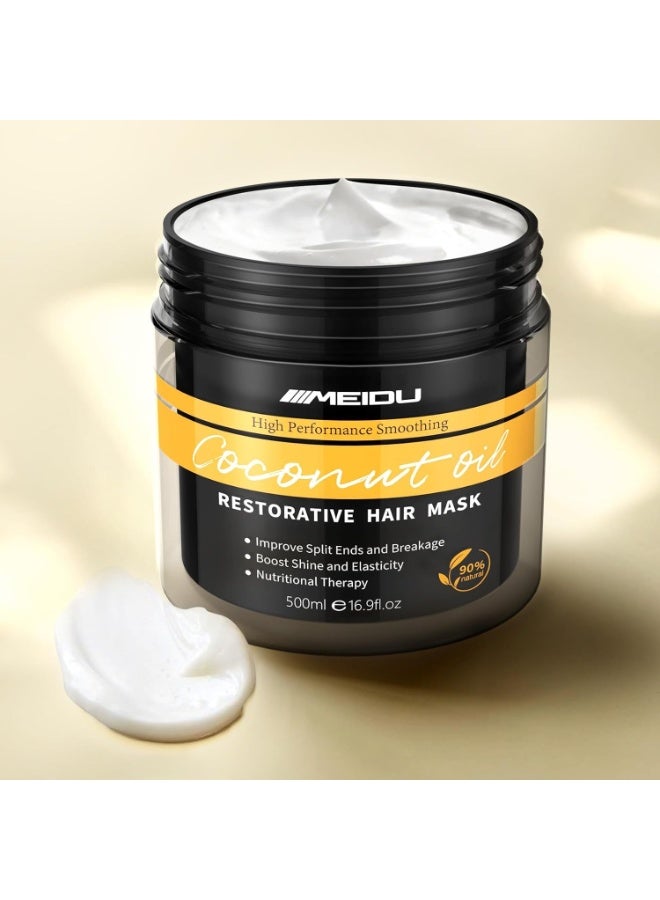 Meidu Hair Mask - Hair Conditioning Masque for Dry Damaged or Colored Hair - Repair Deep Hydrating Moisturizing Nourishing with Keratin & Coconut Oil (16.9 Fl Oz) - Image 2