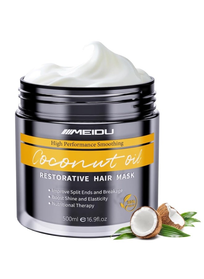 Meidu Hair Mask - Hair Conditioning Masque for Dry Damaged or Colored Hair - Repair Deep Hydrating Moisturizing Nourishing with Keratin & Coconut Oil (16.9 Fl Oz) - Image 1