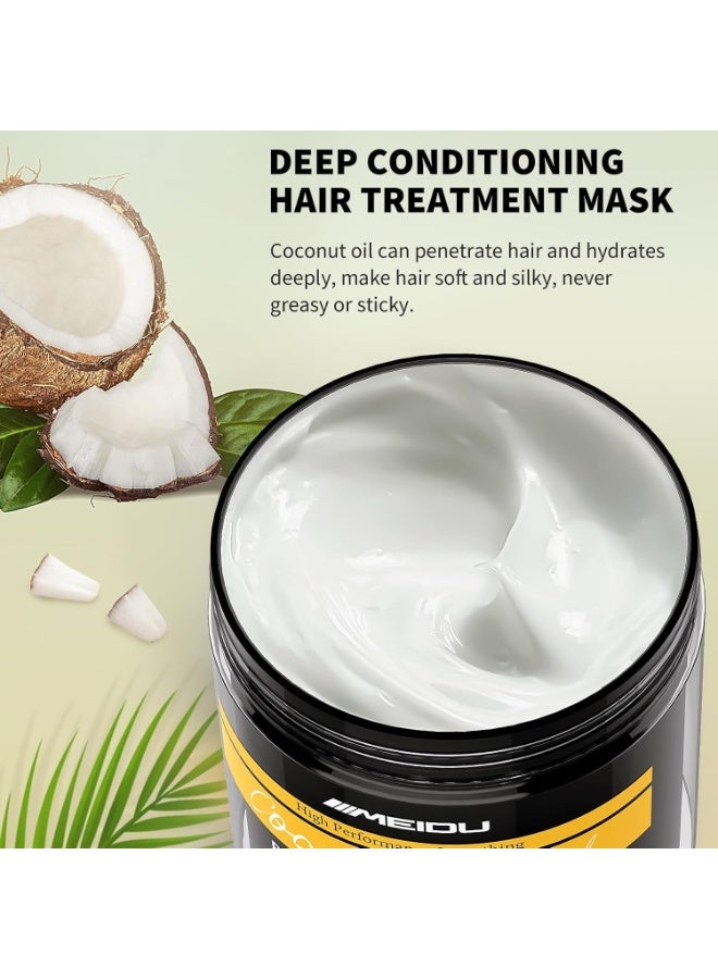 Meidu Hair Mask - Hair Conditioning Masque for Dry Damaged or Colored Hair - Repair Deep Hydrating Moisturizing Nourishing with Keratin & Coconut Oil (16.9 Fl Oz) - Image 3