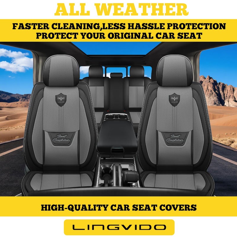 LINGVIDO Car Seat Covers Set â€“ Premium Nappa Leather for Front Seats (2 Seats), Durable, Comfortable & Easy to Install, Fits Most Cars, Sedans, SUVs â€“ Ideal for Commuters, Families & Road Trips - Image 2