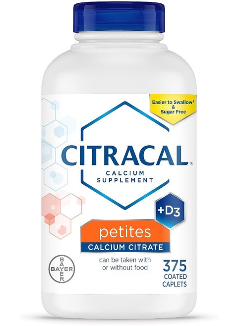 Petites, Highly Soluble, Easily Digested, 400 Mg Calcium Citrate With 500 Iu Vitamin D3, Bone Health Supplement For Adults, Relatively Small Easy-To-Swallow Caplets, 375 Count