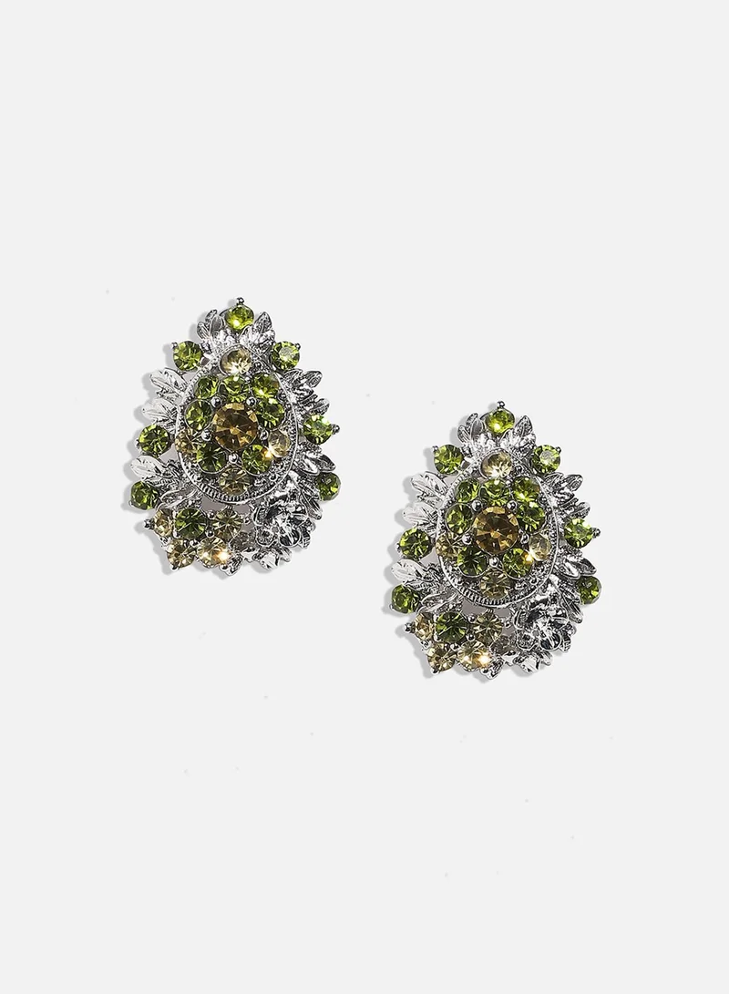 SOHI Textured Crystal Artificial Stud Earring Jewellery