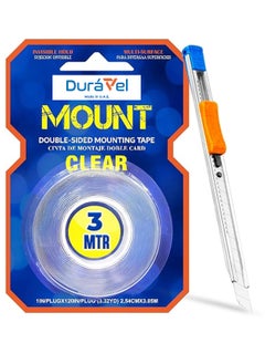 Duravel Duravel Double Sided Tape and Utility Knife, 3 Meter Nano tape Heavy duty, Removable & Traceless, Eco-Friendly, Washable for Home & Office Use  - Image 1