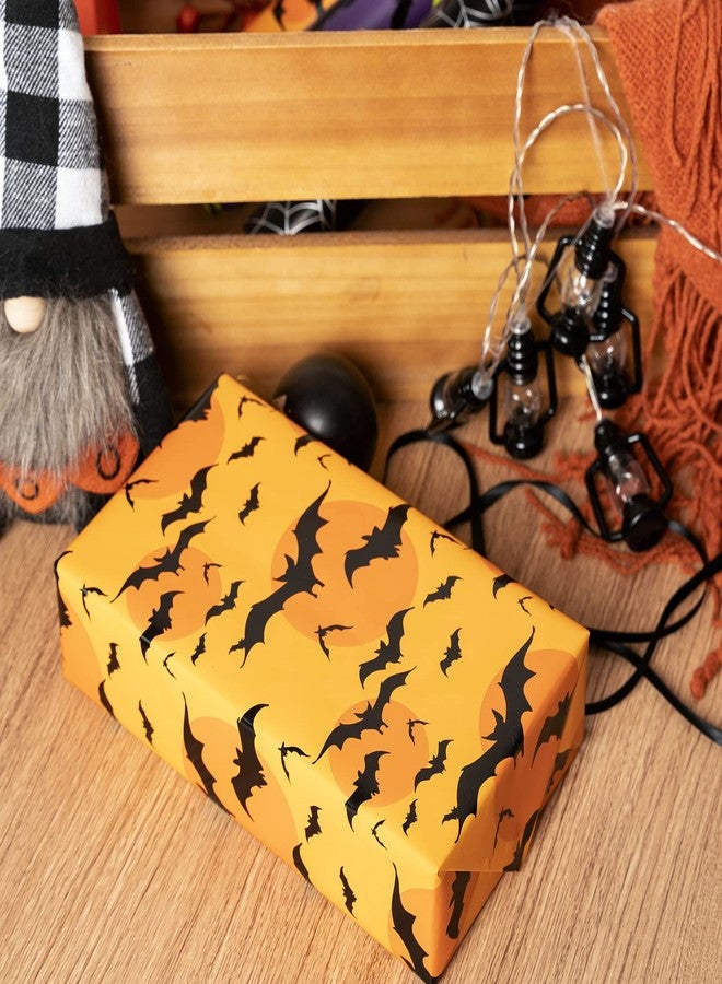 LeZakaa Halloween Wrapping Paper Roll - Mini Roll - Pumpkin with Boo Letters/Bat/Spider Web Print for Gift Wrap, DIY Craft - 17 x 120 inches - 3 Rolls (42.5 sq.ft.ttl. - Image 4