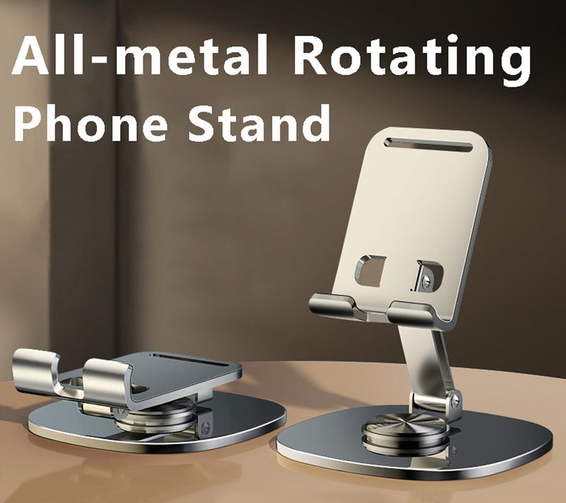 coku Mobile Phone Stand 360° Rotation Height and Angle Adjustable Cell Phone Stand for Desk Office Foldable Desktop Phone Holder for Smartphone 4-10'' Tablet Holder (Gray) - Image 5
