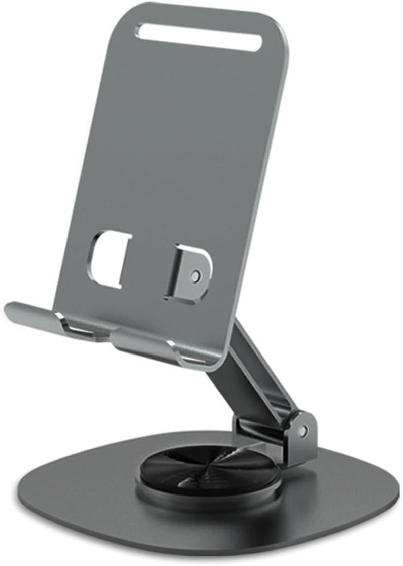 coku Mobile Phone Stand 360° Rotation Height and Angle Adjustable Cell Phone Stand for Desk Office Foldable Desktop Phone Holder for Smartphone 4-10'' Tablet Holder (Gray) - Image 1