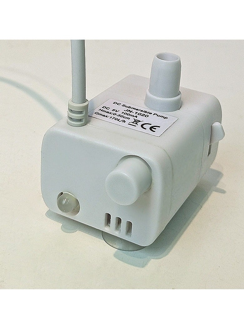 Submersible Usb Small Fountain Pumps, Quiet Usb Fountain Pump Electric Brushless, Pet Ultra Quiet Outdoor Small Fountain, [Upgraded model with filter cotton] water pump with light, 2 meters cord - Image 1