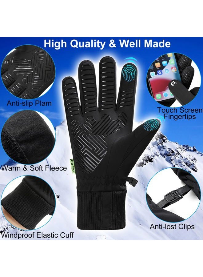 weiatas Winter Gloves for Men Women Waterproof, Warm Touch Screen Snow Gloves for Cycling Driving Hiking Running Skiing Working, Windproof Cold Weather Thermal Gloves (Black, Medium) - Image 2