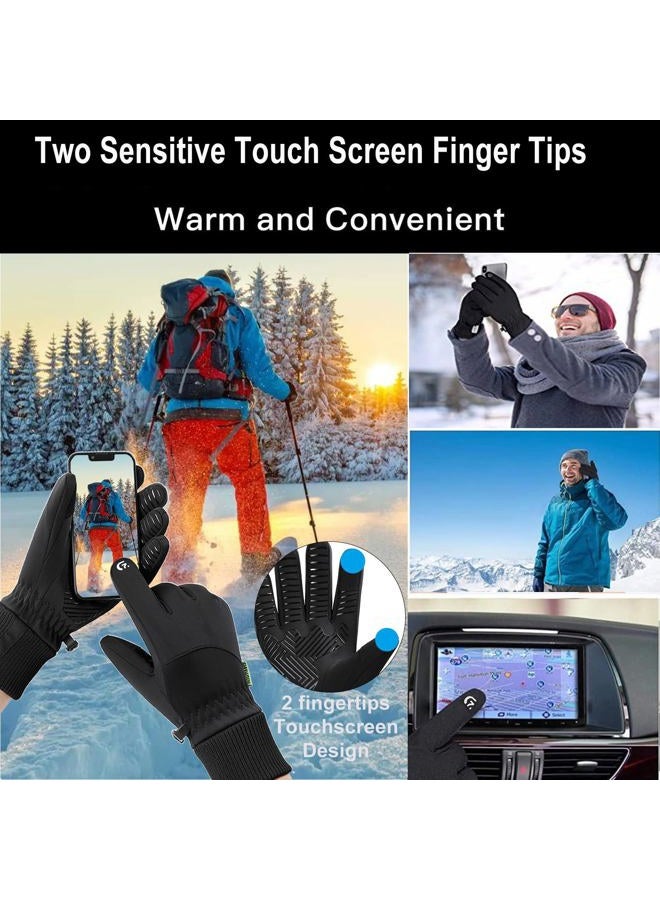 weiatas Winter Gloves for Men Women Waterproof, Warm Touch Screen Snow Gloves for Cycling Driving Hiking Running Skiing Working, Windproof Cold Weather Thermal Gloves (Black, Medium) - Image 3