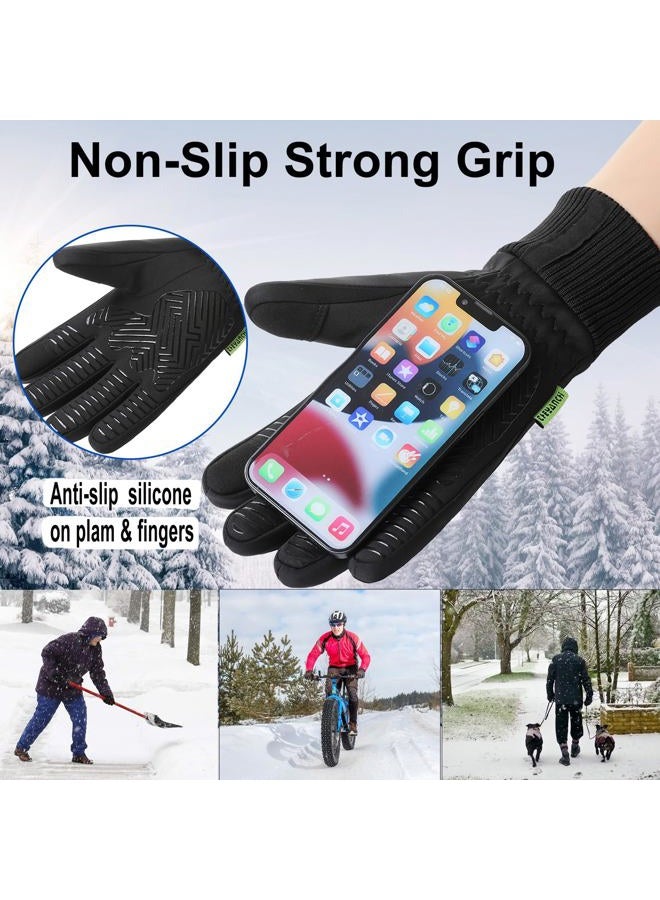 weiatas Winter Gloves for Men Women Waterproof, Warm Touch Screen Snow Gloves for Cycling Driving Hiking Running Skiing Working, Windproof Cold Weather Thermal Gloves (Black, Medium) - Image 5