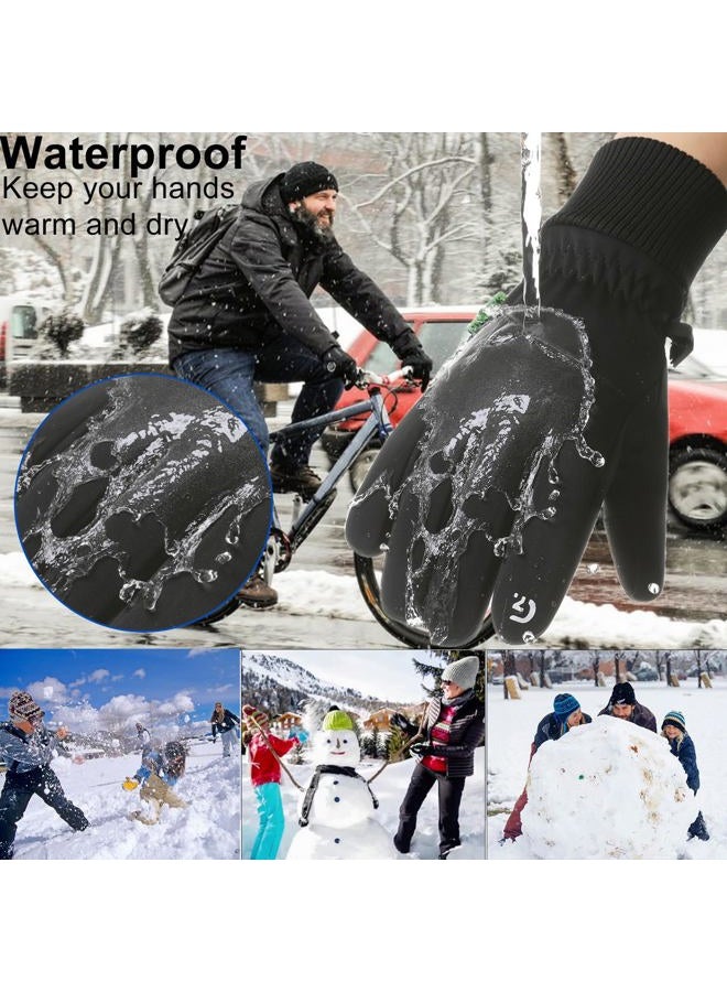 weiatas Winter Gloves for Men Women Waterproof, Warm Touch Screen Snow Gloves for Cycling Driving Hiking Running Skiing Working, Windproof Cold Weather Thermal Gloves (Black, Medium) - Image 4