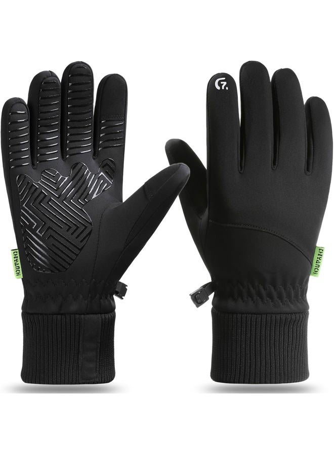 weiatas Winter Gloves for Men Women Waterproof, Warm Touch Screen Snow Gloves for Cycling Driving Hiking Running Skiing Working, Windproof Cold Weather Thermal Gloves (Black, Medium) - Image 1