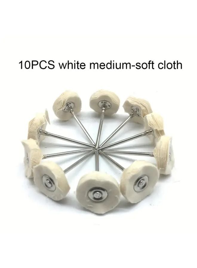 10Pcs White Polishing Wheel Set 2 35Mm Handle Felt Disc For Stainless Steel Mirror - Image 1