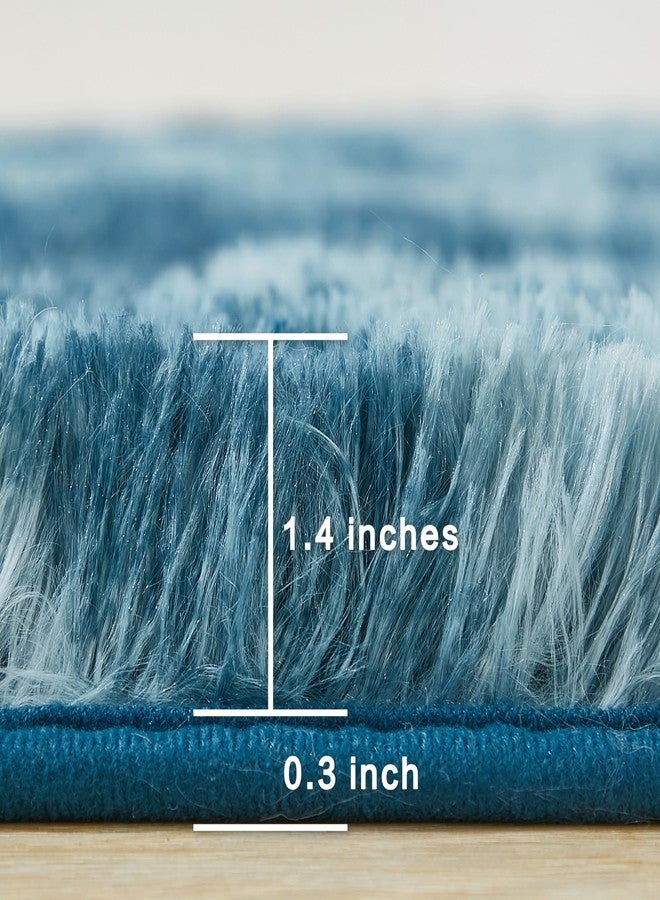 Andency Soft Area Rugs for Living Room Bedroom, 5x8 Fluffy Shaggy Bedside Rug, Non-Slip Large Shag Fuzzy Plush Carpets for Bedroom Kids Dorm Nursery Home Decor Aesthetic, Tie-Dyed Navy Blue - Image 2