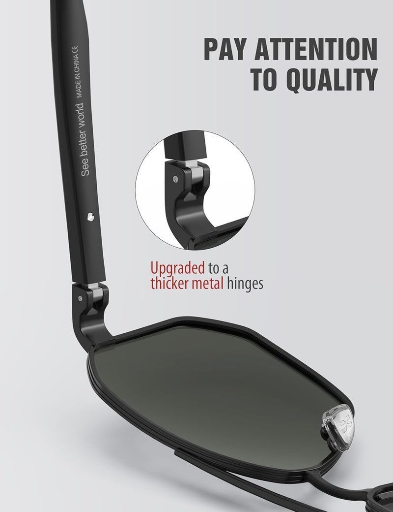 LUENX Aviator Sunglasses for Men Square Polarized Polygon Lens - UV 400 Protection with Accessories 61MM Driving Outdoor - Image 3