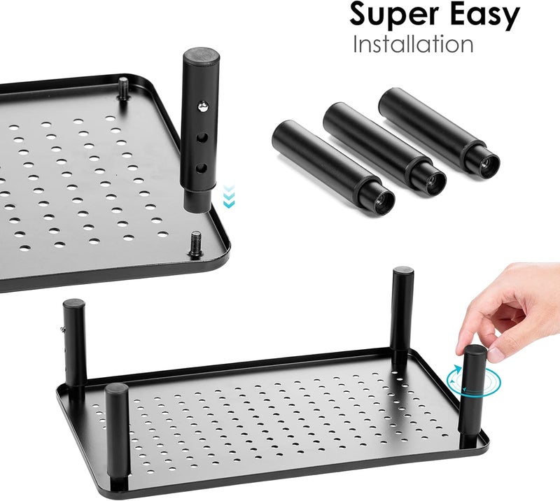 LOTEYIKE – حاملات شاشات قابلة للرفع، مناسبة لشاشات الكمبيوتر المكتبية وشاشات التلفزيونات ذات الشاشات المسطحة، أرفف معدنية قوية لشاشات الكمبيوتر المحمولة والطابعات، ومناسبة لأجهزة iMac؛ حاملات قابلة لضبط الارتفاع مع منصة شبكية. - Image 5