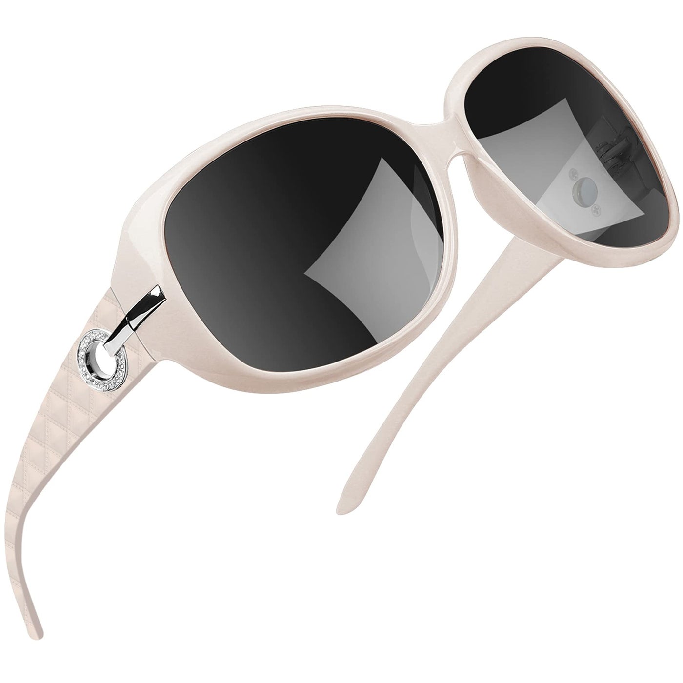Joopin Big Sunglasses Oversized Shades for Women Ladies Sun Glasses Polarized UV Protection Sunnies Diamond Trendy Shady Rays (Off White Black)