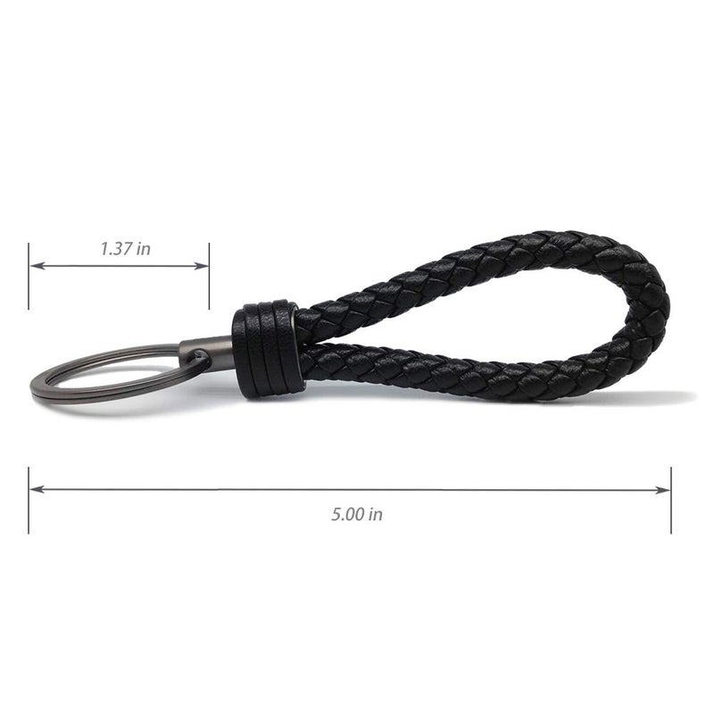LABEN Key Chain Lambskin Handwoven Genuine Leather Keychain - Black - Image 3