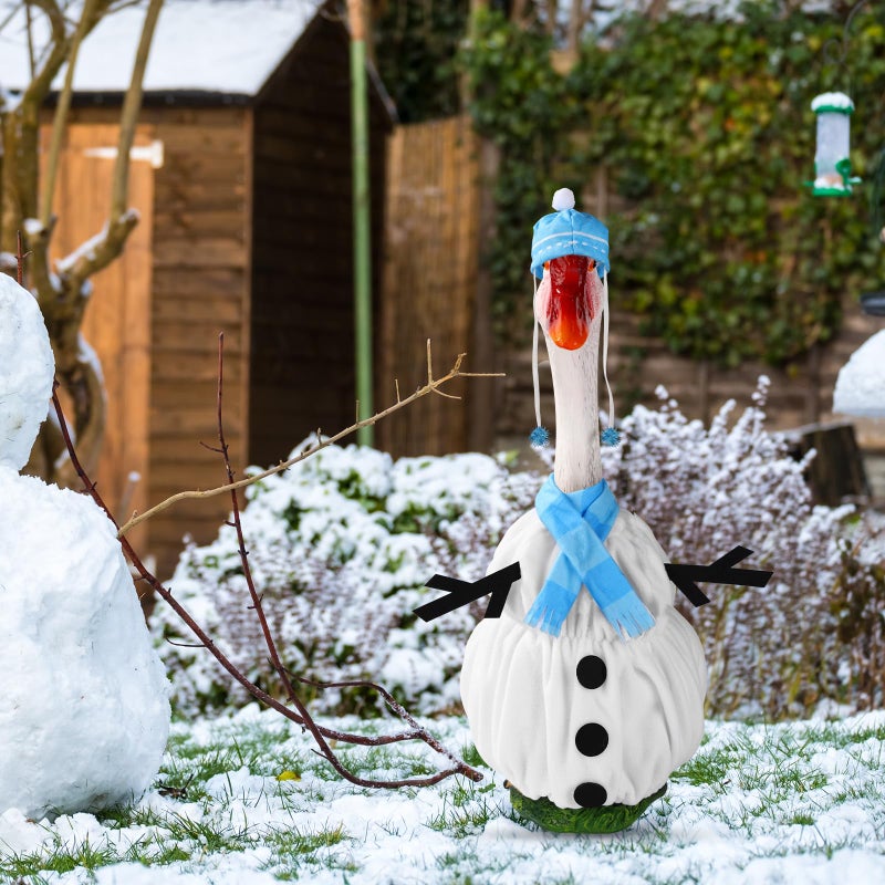 lasuroa Goose Outfit, Winter Goose Outfits for Cement Goose Cute Christmas Goose Costume Yard Goose Clothing Garden Statue Clothes for Outdoor Patio Porch Lawn Statueart Goose Decoration(Snowman) - Image 5