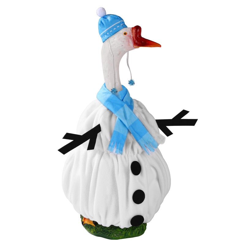 lasuroa Goose Outfit, Winter Goose Outfits for Cement Goose Cute Christmas Goose Costume Yard Goose Clothing Garden Statue Clothes for Outdoor Patio Porch Lawn Statueart Goose Decoration(Snowman) - Image 1