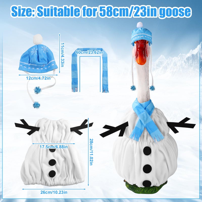 lasuroa Goose Outfit, Winter Goose Outfits for Cement Goose Cute Christmas Goose Costume Yard Goose Clothing Garden Statue Clothes for Outdoor Patio Porch Lawn Statueart Goose Decoration(Snowman) - Image 2
