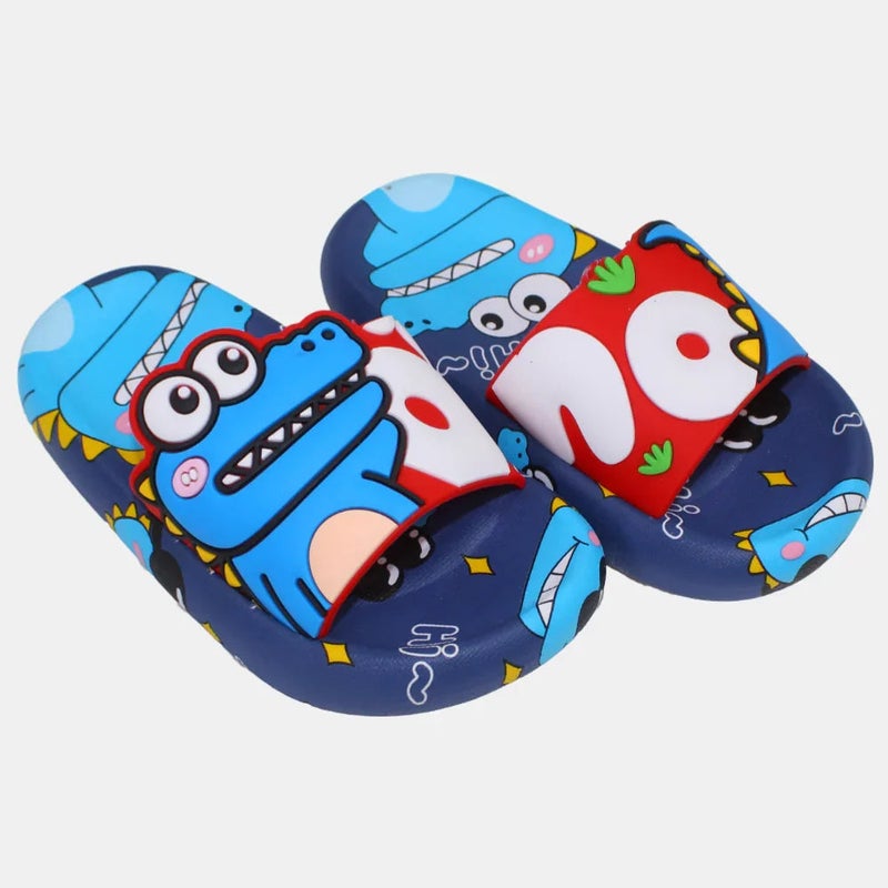 Our kids Boys Rubber Slides – Red & Navy with Dinosaur Design - Image 1