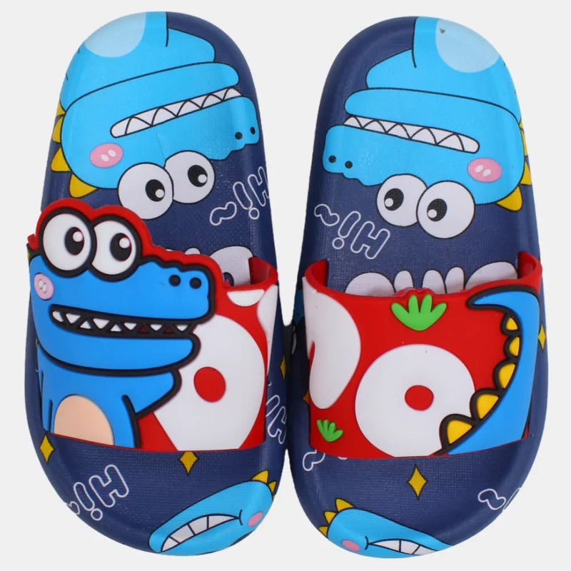 Our kids Boys Rubber Slides – Red & Navy with Dinosaur Design - Image 3