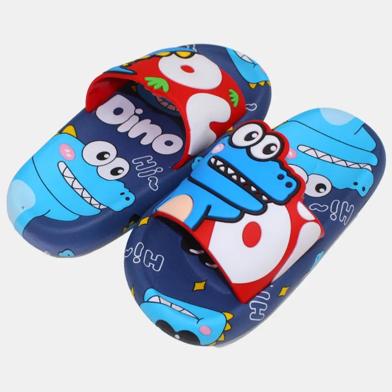 Our kids Boys Rubber Slides – Red & Navy with Dinosaur Design - Image 2