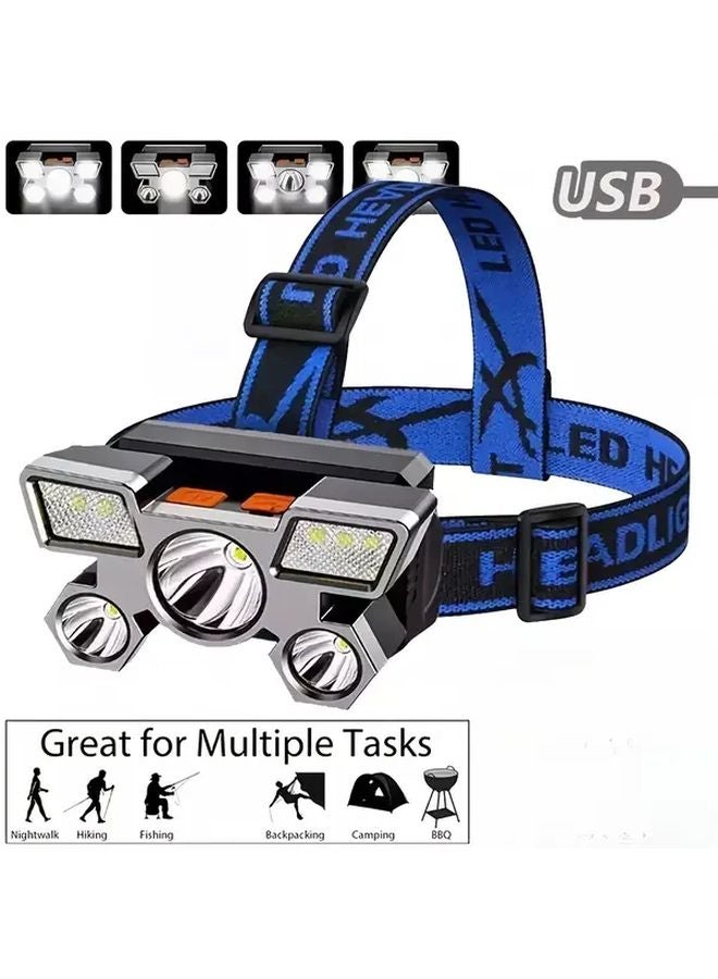 Ultra Bright Headlamp 5 COB Lights Wide Illumination USB Rechargeable For Outdoor Camping - Image 4