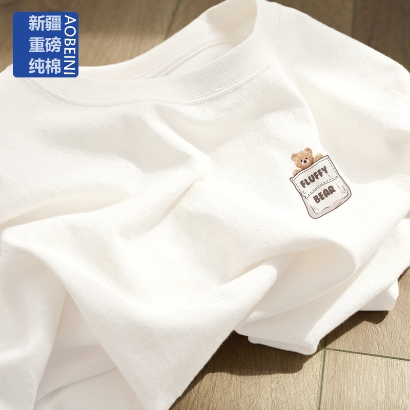 White Short-Sleeved T-Shirt For Women 2024 Slim Large Size Pure Cotton Bottoming Half-Sleeved Top Ins Clothes T-Shirt - Image 1