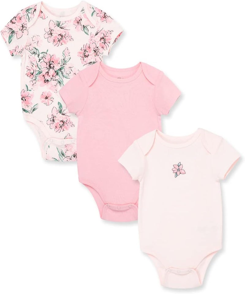ليتل مي Little Me baby-girls 3-pack 100% Cotton Scratch Free Tag Onesies Onesies (pack of 3) - Image 1