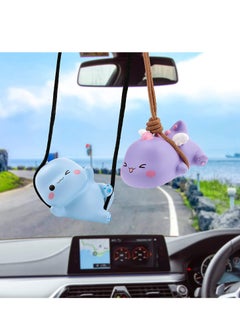 Generic Car Mirror Hanging Accessories, Cute Swinging Dinosaur Decor Interior Ornament for Rearview Decorations Pendant 2 Pcs  - Image 1