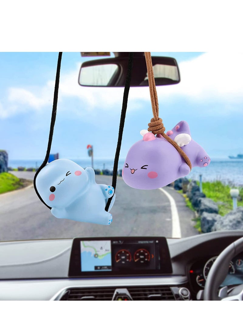 Generic Car Mirror Hanging Accessories, Cute Swinging Dinosaur Decor Interior Ornament for Rearview Decorations Pendant 2 Pcs  - Image 1