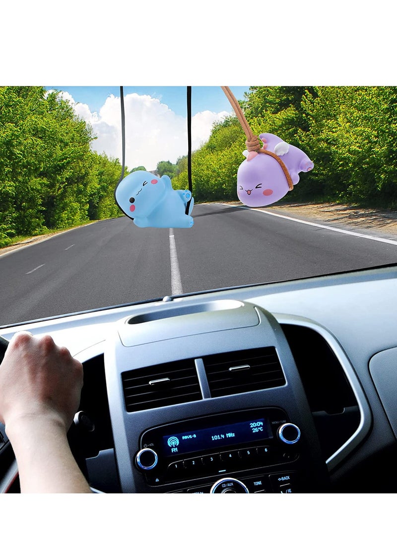 Generic Car Mirror Hanging Accessories, Cute Swinging Dinosaur Decor Interior Ornament for Rearview Decorations Pendant 2 Pcs  - Image 4