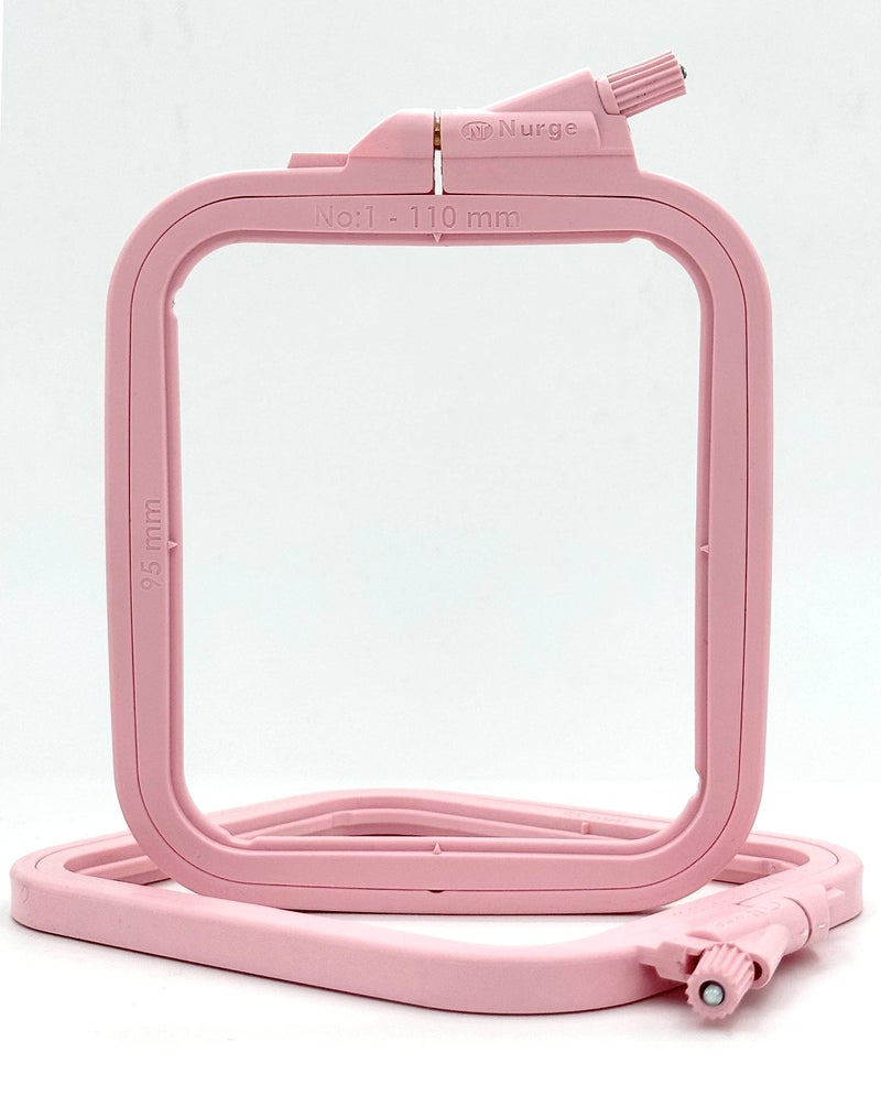 Nurge Square Embroidery Hoop - Plastic Cross Stitch Frame for Needlepoint & Embroidery - Adjustable Craft Hoop - Pink - No:1 (X Small) - Image 2