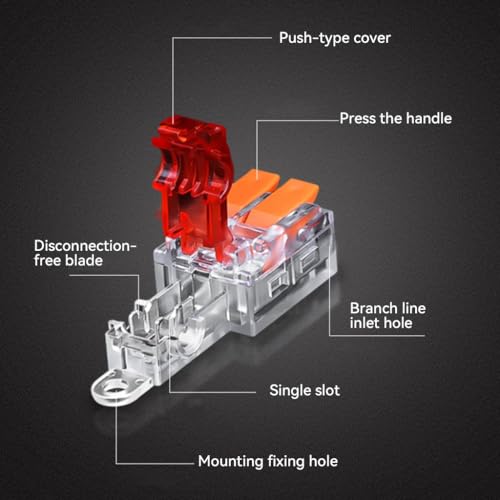 Serplex® 10Pcs Cable Spliters T-Type Lever Nut Wire Connector Quick Splice Terminal Block No-Solder Electrical Cable Connector for 1-in 1-out 1-in 2-out Connections Compatible with 20-22 Gauge Wires - Image 3