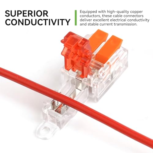 Serplex® 10Pcs Cable Spliters T-Type Lever Nut Wire Connector Quick Splice Terminal Block No-Solder Electrical Cable Connector for 1-in 1-out 1-in 2-out Connections Compatible with 20-22 Gauge Wires - Image 5