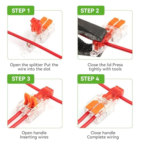Serplex® 10Pcs Cable Spliters T-Type Lever Nut Wire Connector Quick Splice Terminal Block No-Solder Electrical Cable Connector for 1-in 1-out 1-in 2-out Connections Compatible with 20-22 Gauge Wires - Image 4