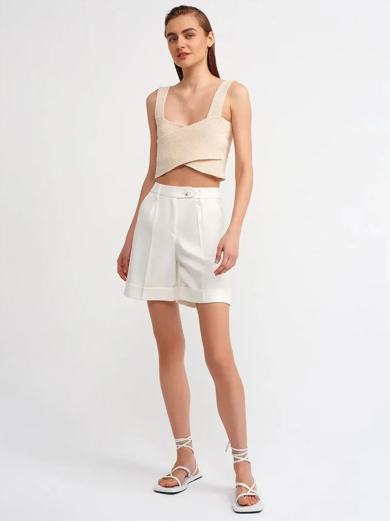 ديلفين Dilvin Fitted Ribbed Square-Neck Crop Cami