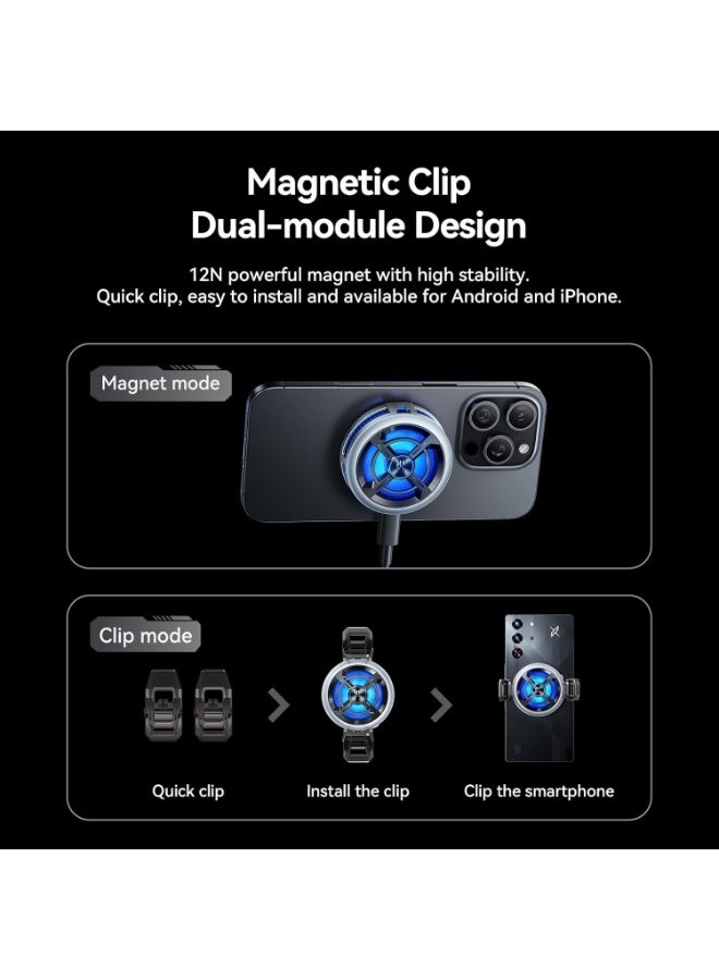 ريد ماجيك مبرد هاتف مغناطيسي للألعاب Red Magic 6 Air، مبرد ألعاب خفيف الوزن بقدرة 15 واط مع مشبك للمروحة، مشتت حراري شبه موصل لتبريد الهواتف والأجهزة اللوحية وأجهزة iPad والبث المباشر من نوبيا - Image 3
