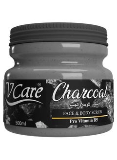 VCare Vcare Face and Body Scrub 500ml -Charcoal Powder|Pro Vitamin B5 |Charcoal Powder for a Healthy Glow  - Image 1