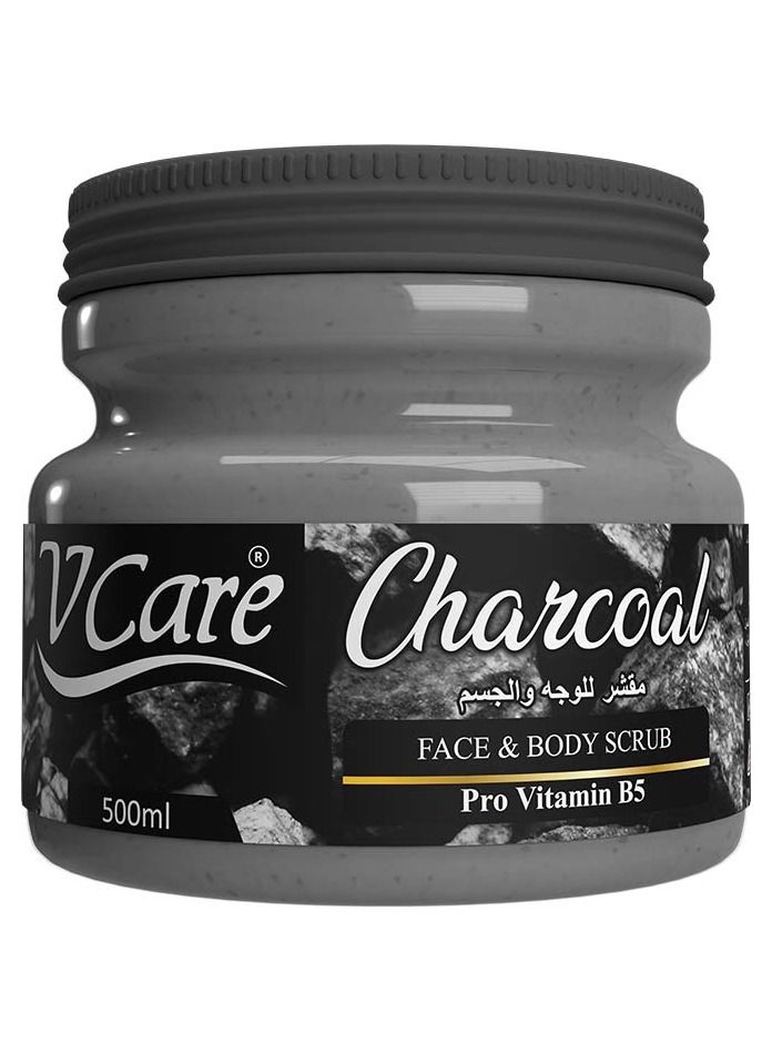 Vcare Face and Body Scrub 500ml -Charcoal Powder|Pro Vitamin B5 |Charcoal Powder for a Healthy Glow - Image 1