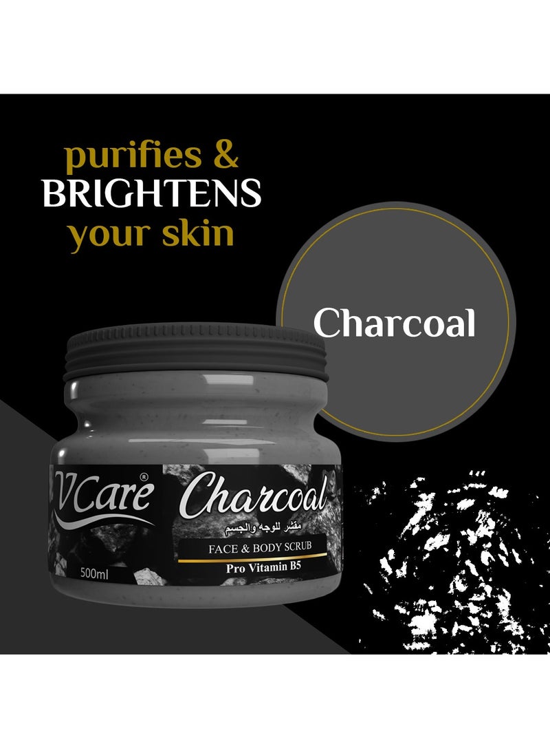 Vcare Face and Body Scrub 500ml -Charcoal Powder|Pro Vitamin B5 |Charcoal Powder for a Healthy Glow - Image 5