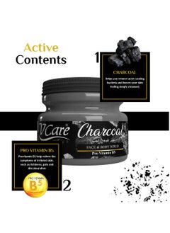 VCare Vcare Face and Body Scrub 500ml -Charcoal Powder|Pro Vitamin B5 |Charcoal Powder for a Healthy Glow  - Image 4