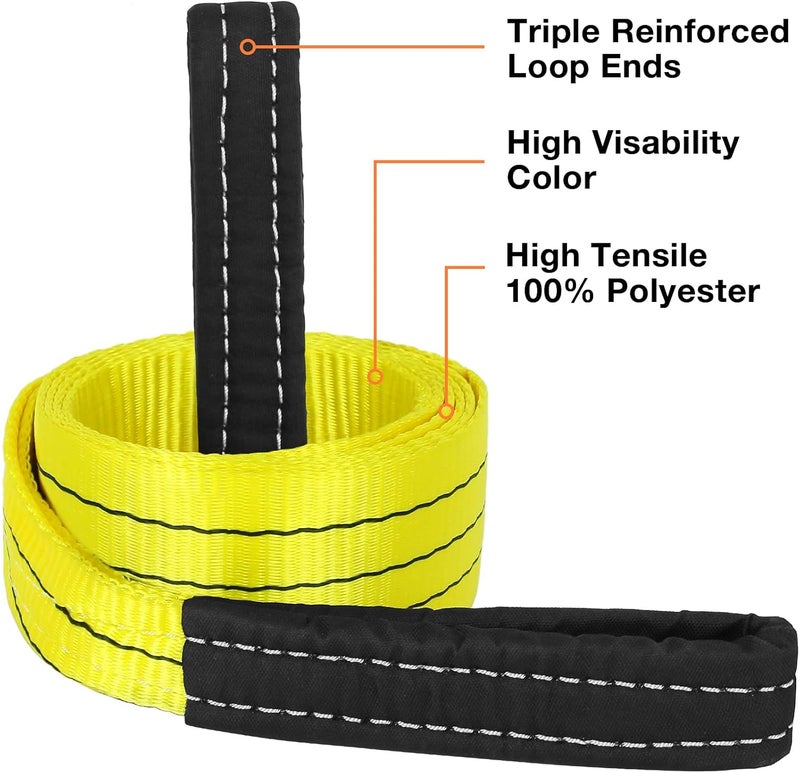 Sumpluct 3 Inch x 8 Foot Heavy Duty Tow Straps - 30,000 Pound Capacity - 2 Pack - Image 3