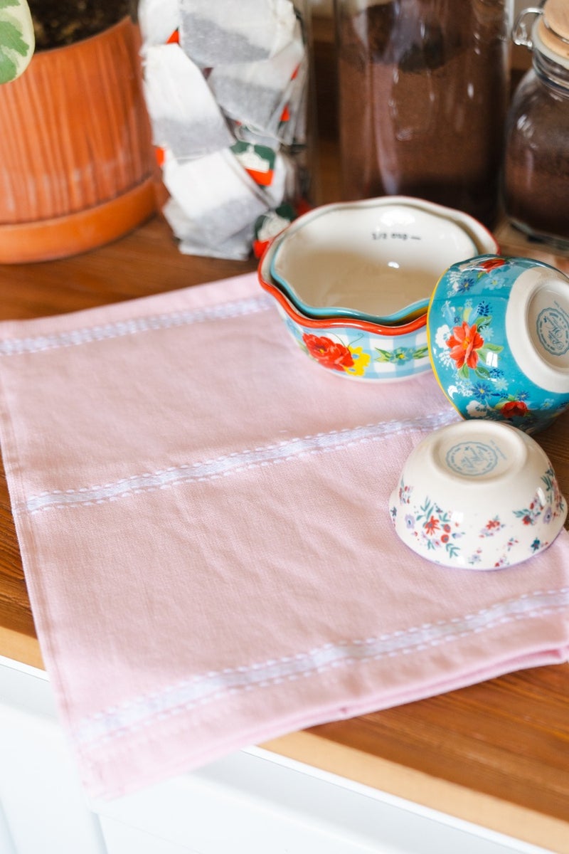 More cottons Olivia Kitchen Towel Size 30x50cm 100% cotton (pink)  - Image 2