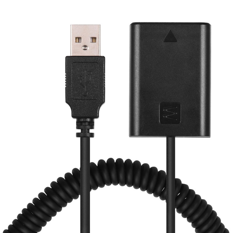 5V USB NP-FW50 Dummy Battery Pack Coupler Adapter with Flexible Spring Cable Compatible with Sony A7 A7II A7R A7S A7RII A7SII A6000 A5000 A3000 NEX5 NEX3 ILDC Camera - Image 1
