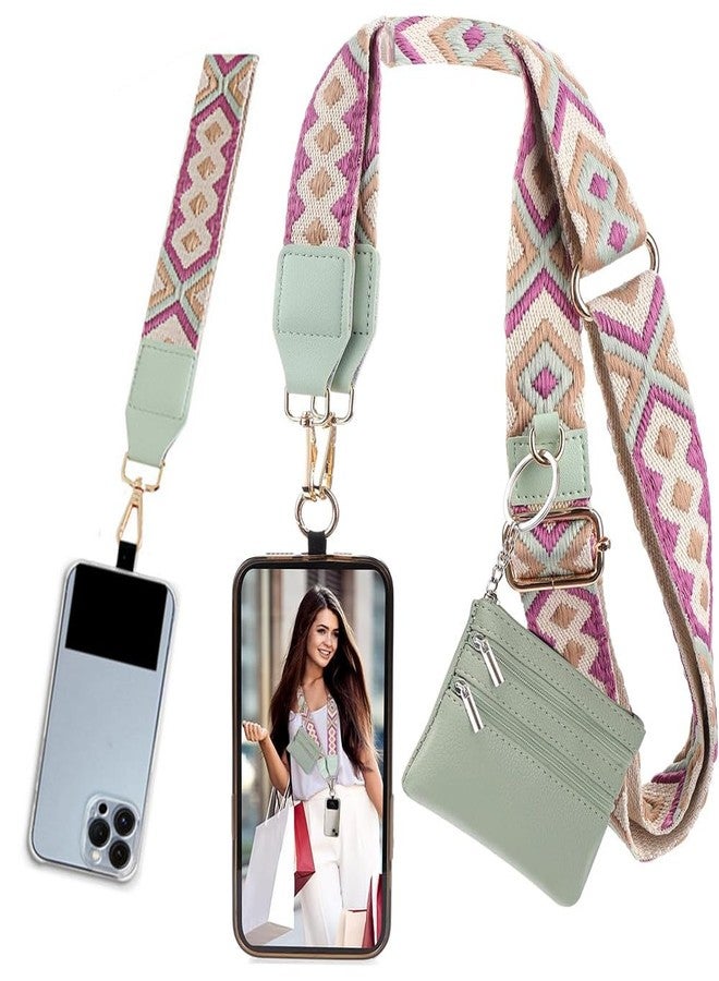 Baeleega Universal Phone Lanyard Crossbody Wrist Strap, Adjustable Cell Phone Strap With Zippered Pouch - Purple - Image 1