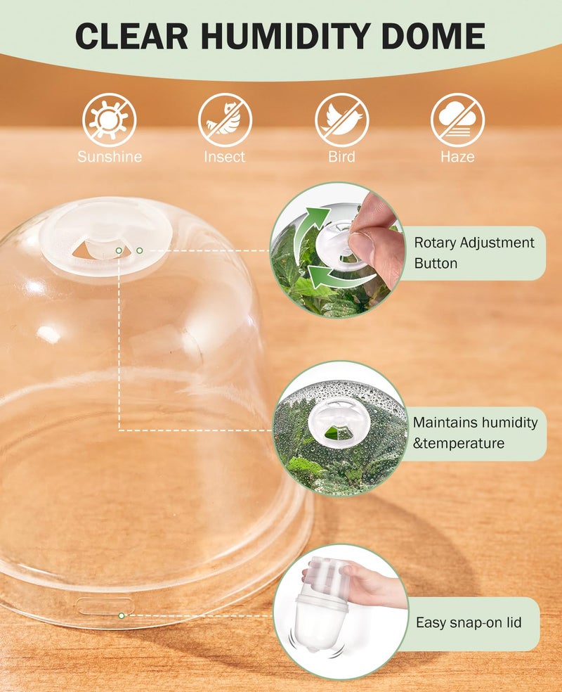 homenote Clear Nursery Pots for Plants,3 Inch Plant Pot for Planting with Humidity Domes Plastic Seedling with Drainage Holes Seed Starter Flower High Transparency (30 Pack) - Image 5